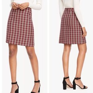 NEW ANN TAYLOR CHECKER WOVEN A LINE SKIRT BEAUTIFUL BLEND OF PINKS, CREAM BLACK